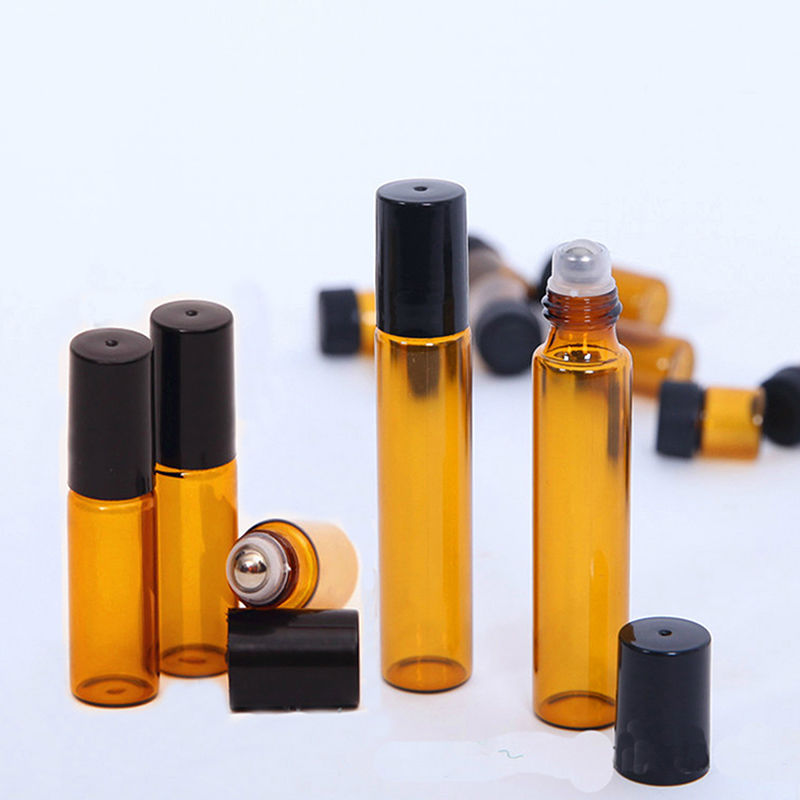 10PCS 5 / 10ML ڹ   ѷ     /10Pcs 5/10ML Amber Glass Bottle Roller Ball Perfume Essential Oil Bottles